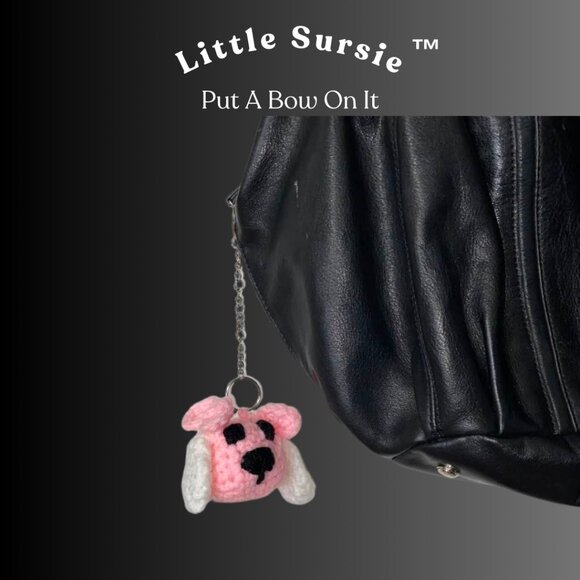 Handmade Crochet Pink Puppy With Bows Amigurumi Put A Bow On It Crocheted Plush - Picture 6 of 9